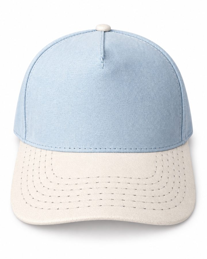 Gorra 5 paneles en lince color Azul cielo con beige