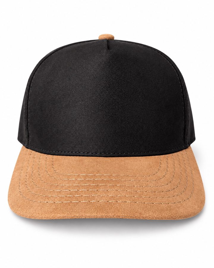 Gorra 5 paneles en lince color Negro con camel