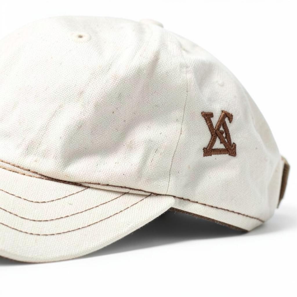 Gorra marfil con monograma bordado en hilo café